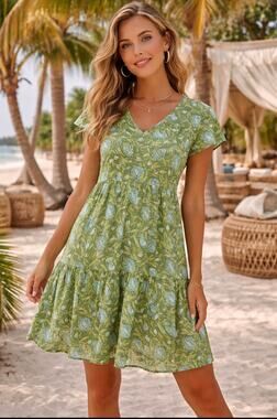 Fitzroy & Willa Island Time Dress Size Medium 100% Cotton